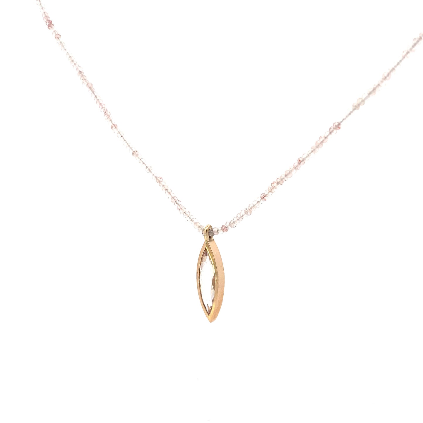 Marquise Morganite Beaded Necklace