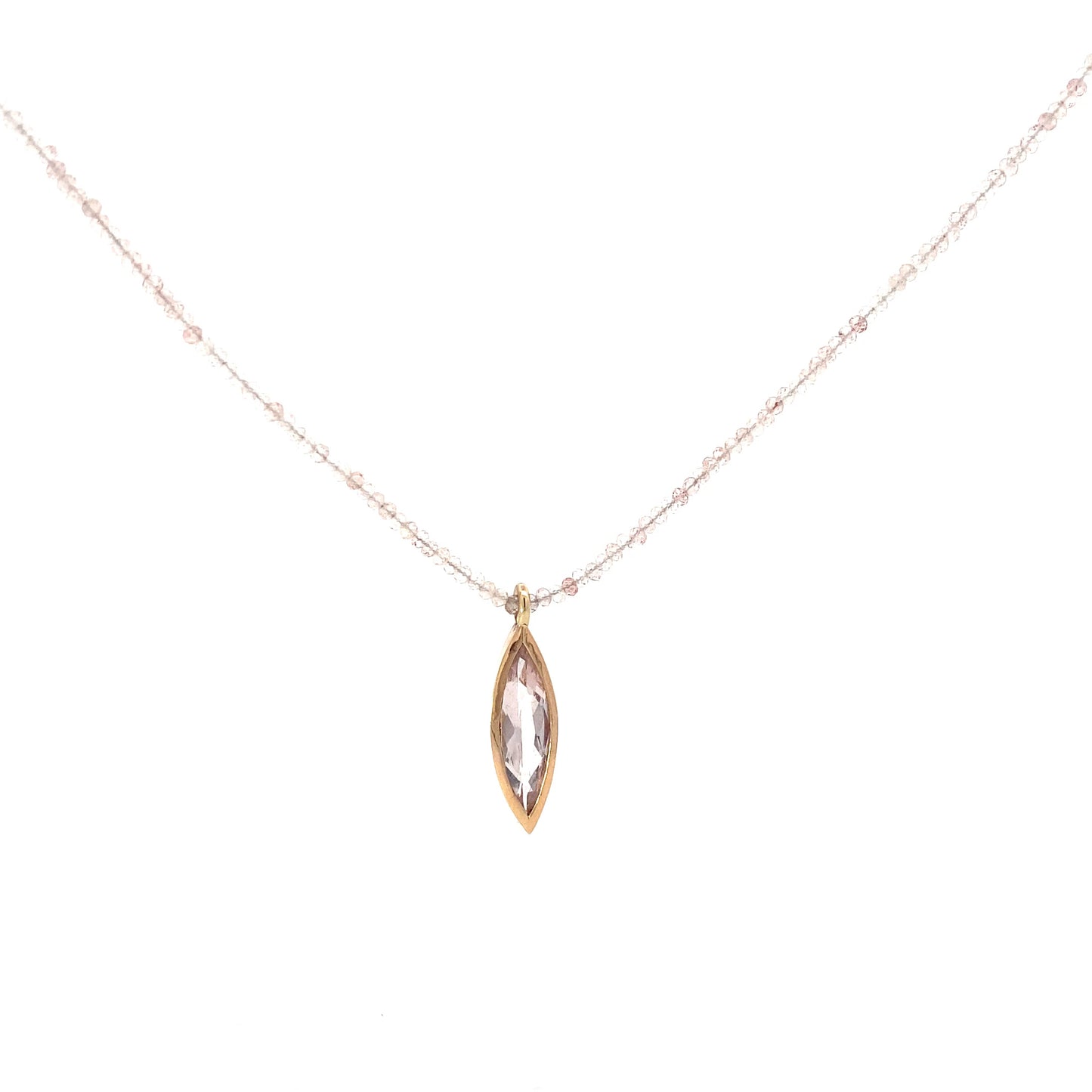 Marquise Morganite Beaded Necklace