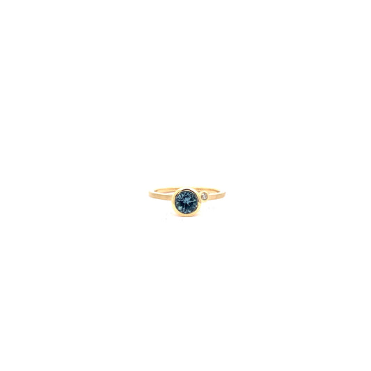 Denim Blue Sapphire and Diamond Asymmetric Ring