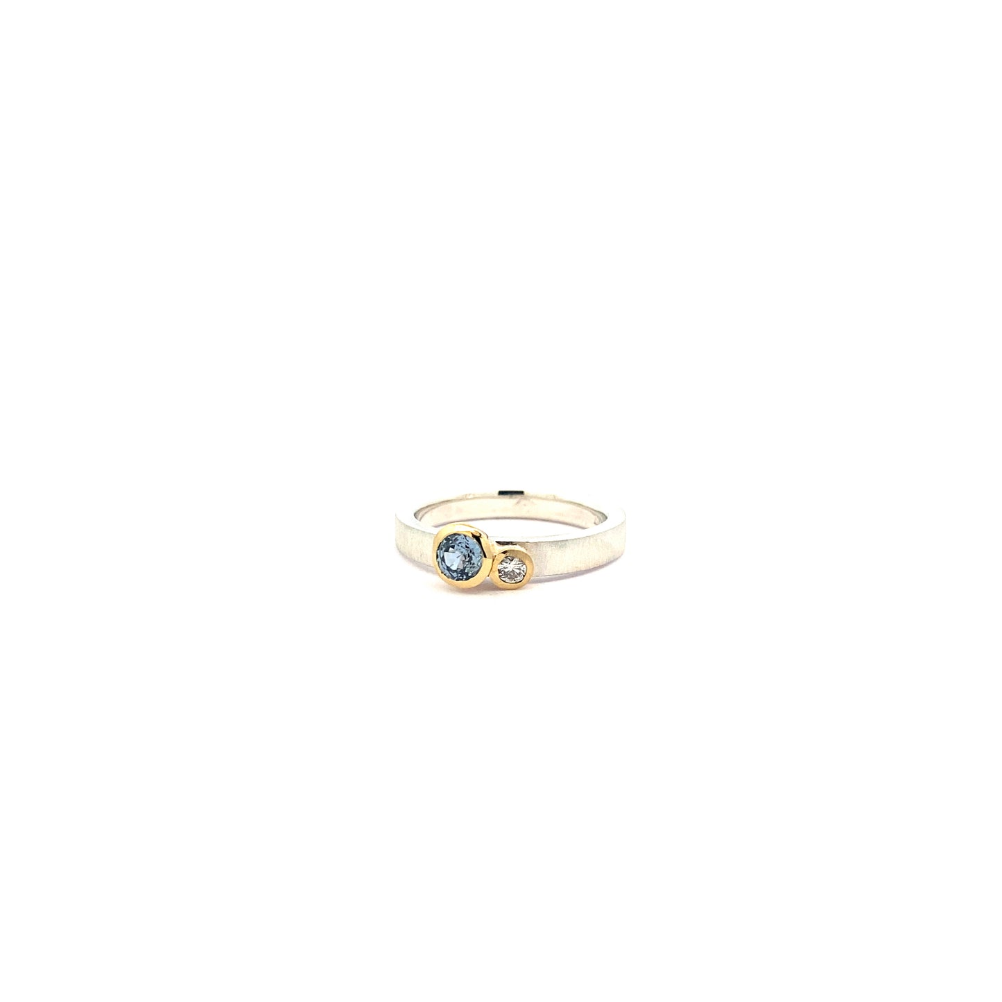 Sapphire and Diamond Asymmetric Ring