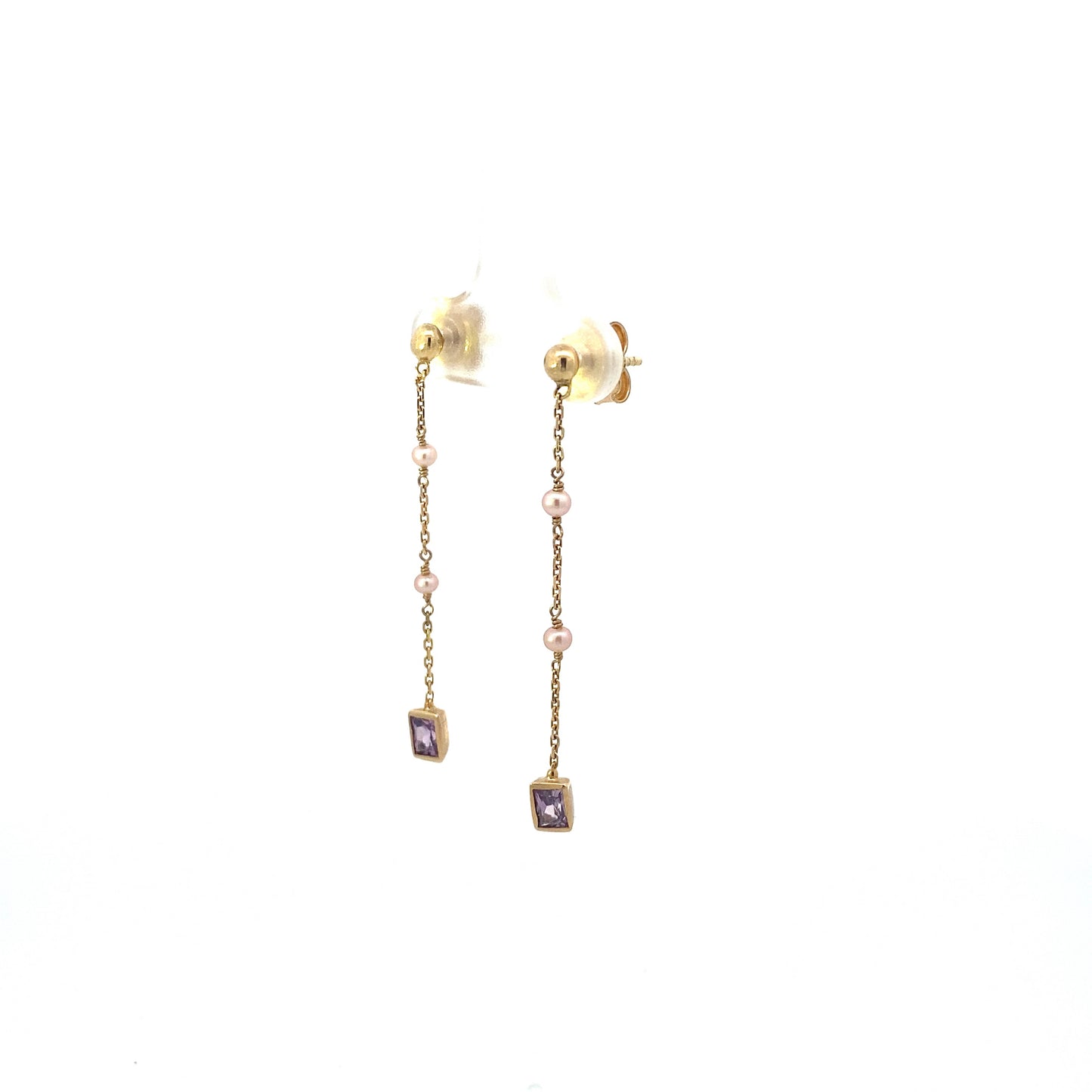 Pearl Chain and Pink Sapphire Drops
