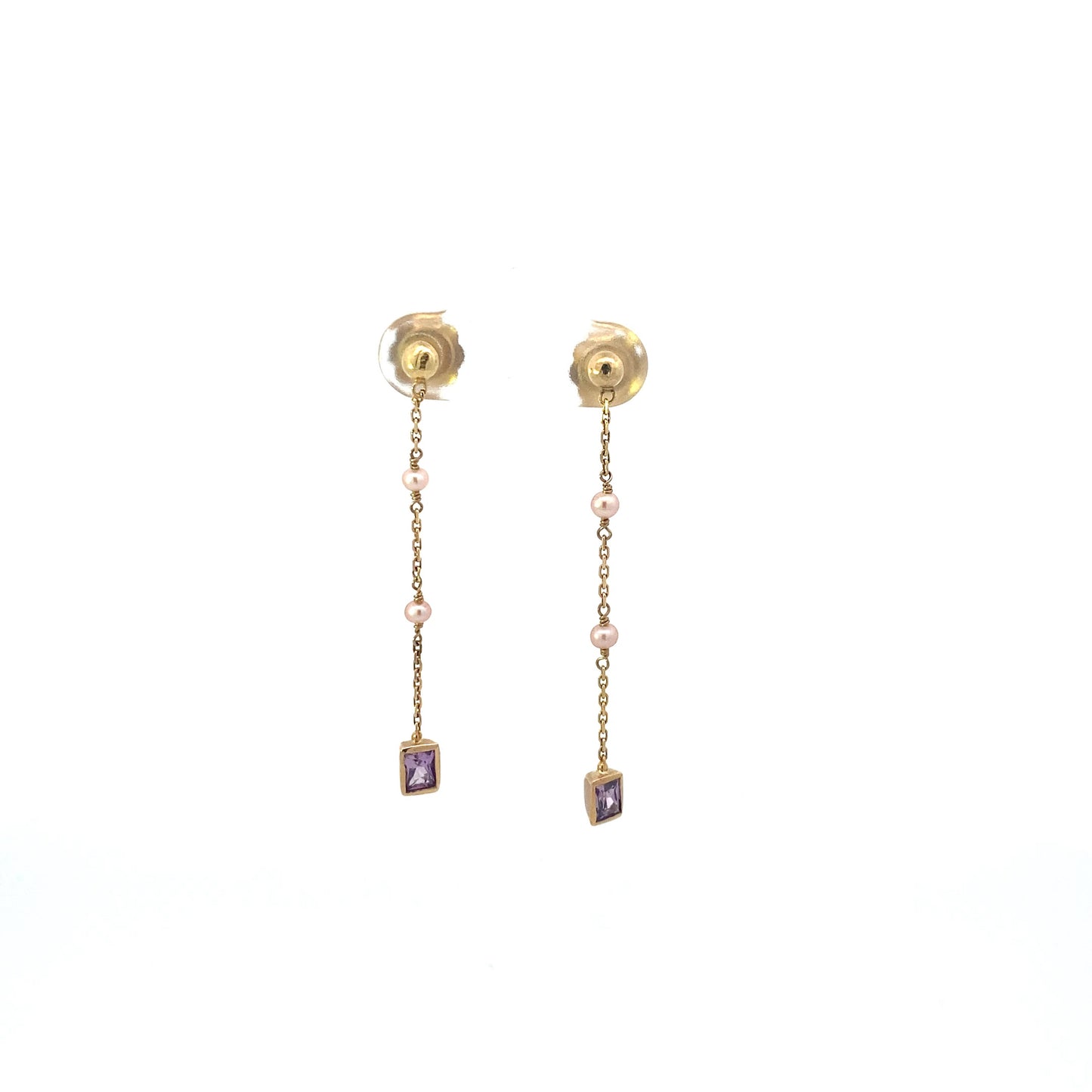 Pearl Chain and Pink Sapphire Drops