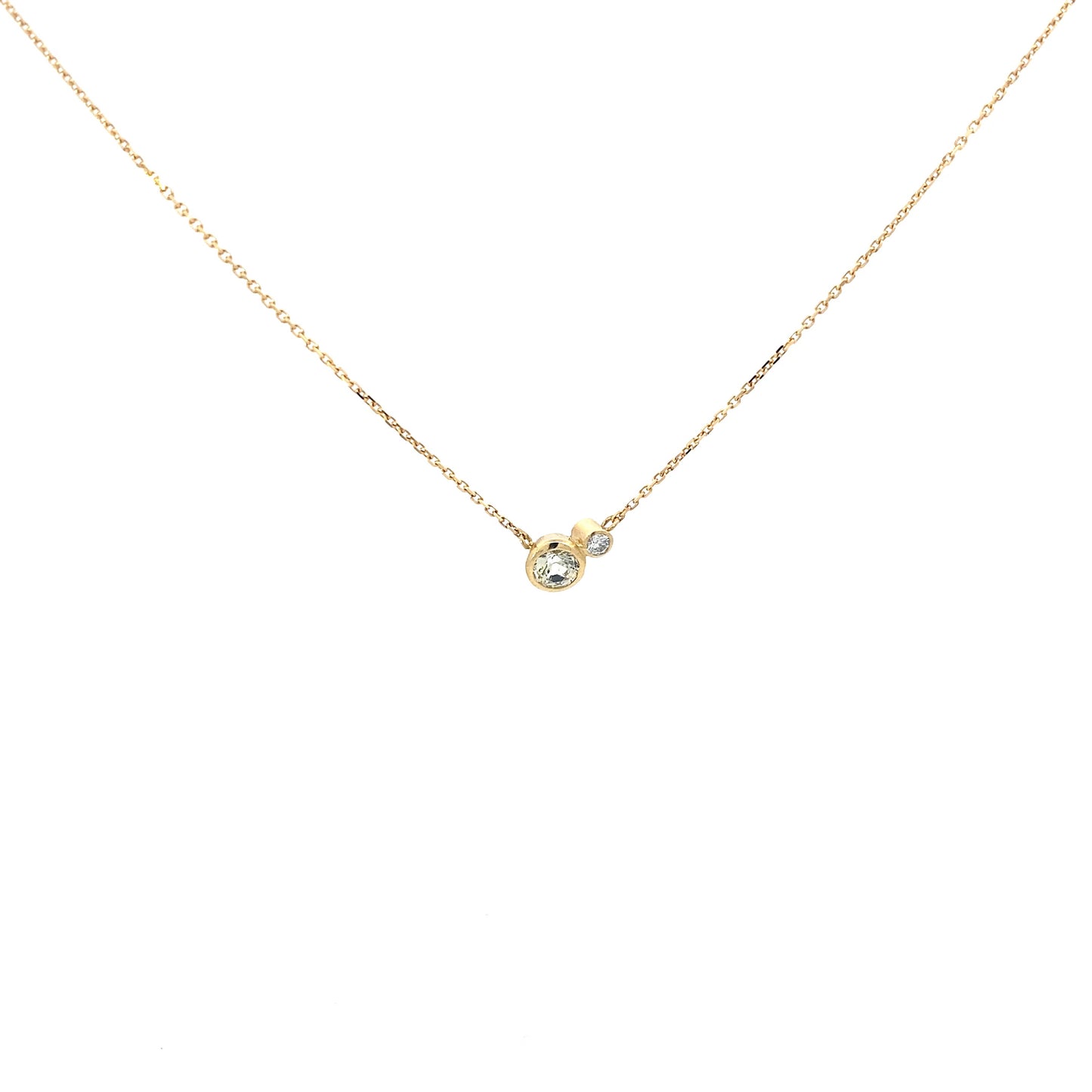 Champagne Sapphire and Diamond Asymmetric Necklace