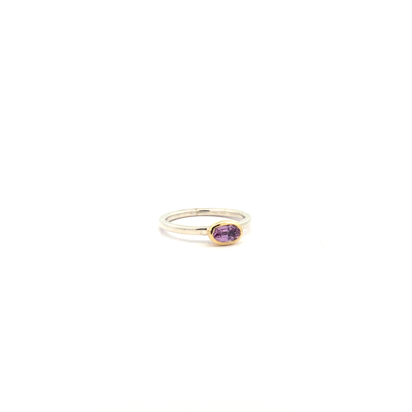 Pink Sapphire Ring | Sterling Silver Band