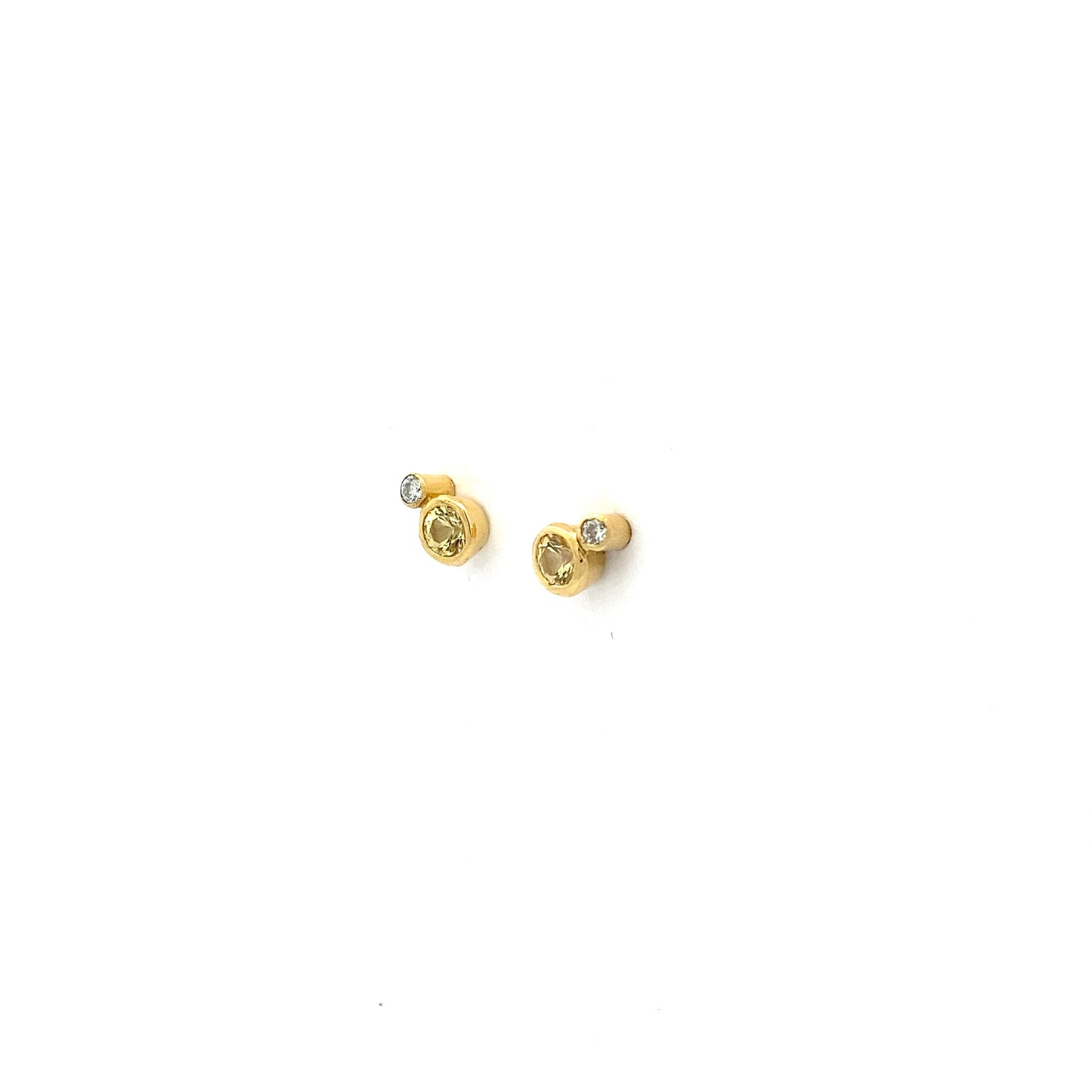 Champagne Sapphire and Diamond Studs