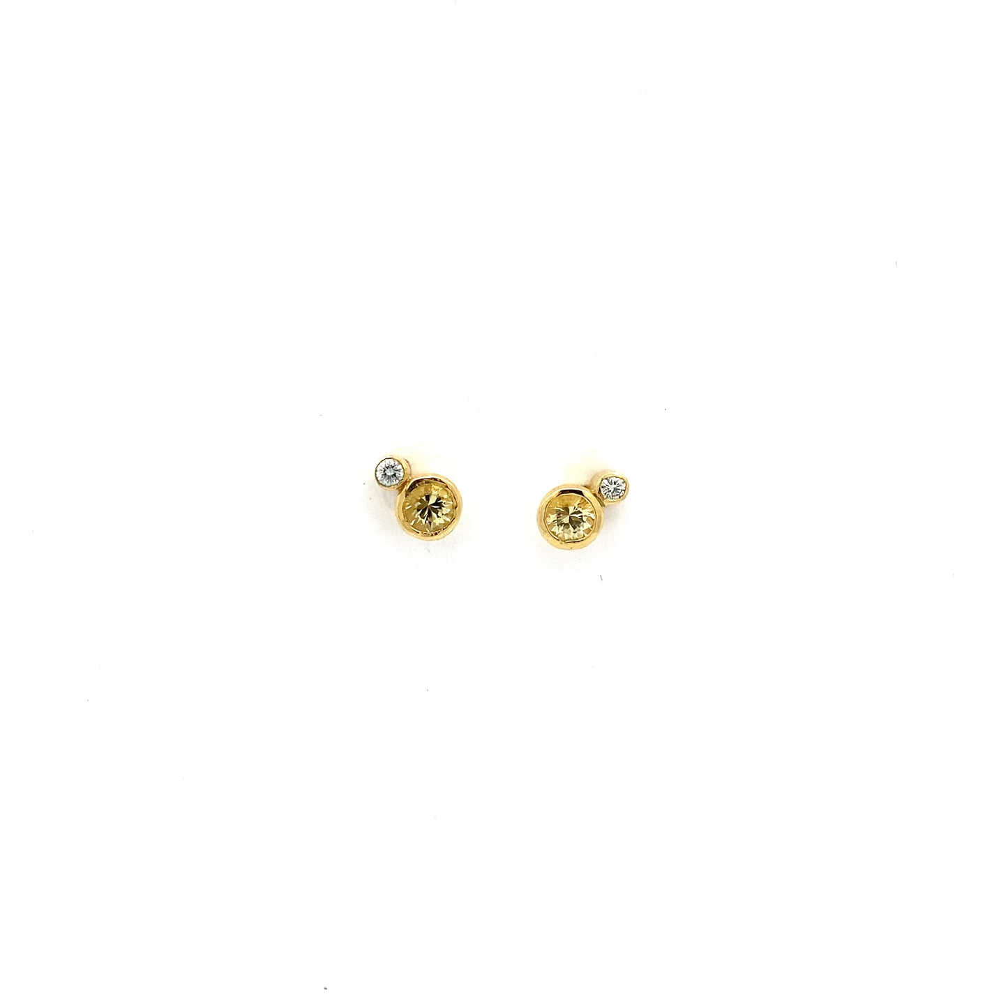 Champagne Sapphire and Diamond Studs