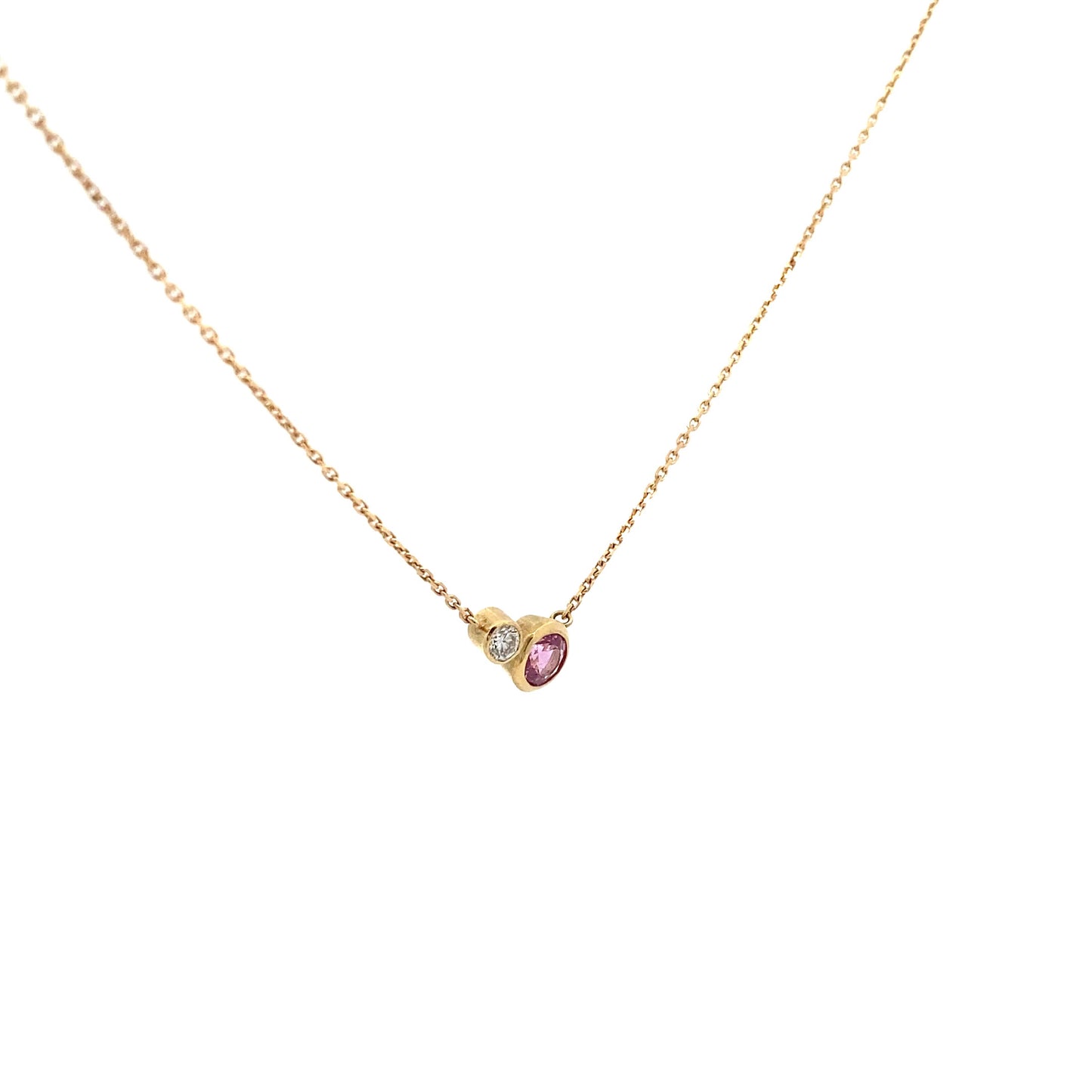 Pink Sapphire and Diamond Asymmetric Necklace