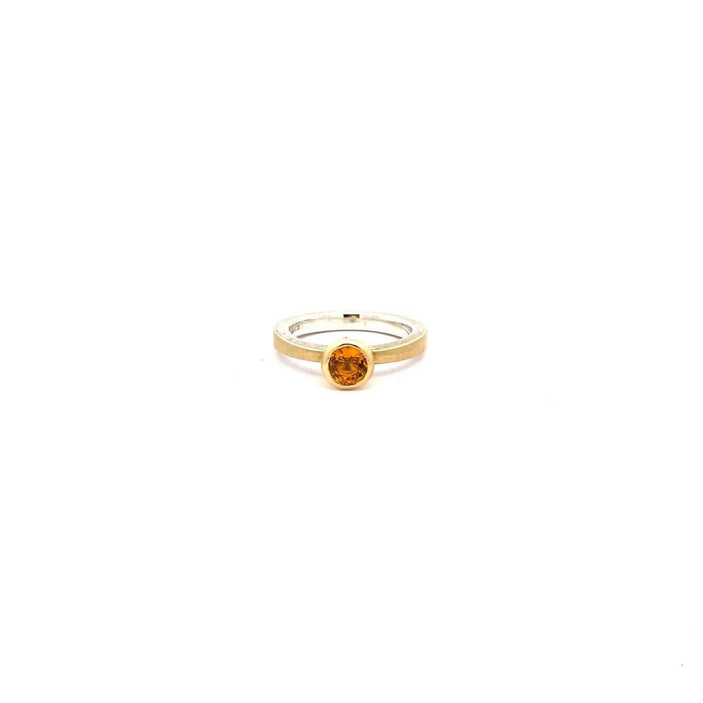 Orange Sapphire Ring with Gold Overlay