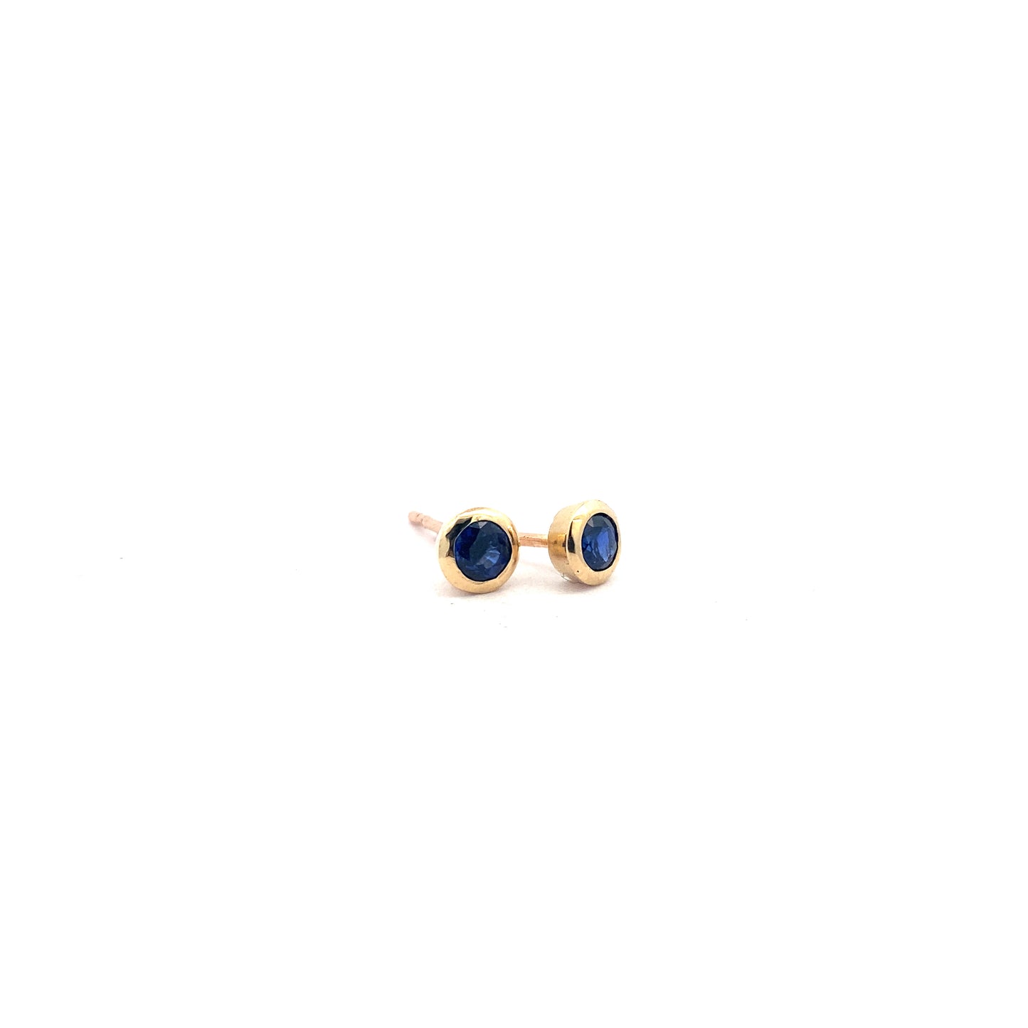 Blue Round Cut Larger Sapphire Stud Earrings