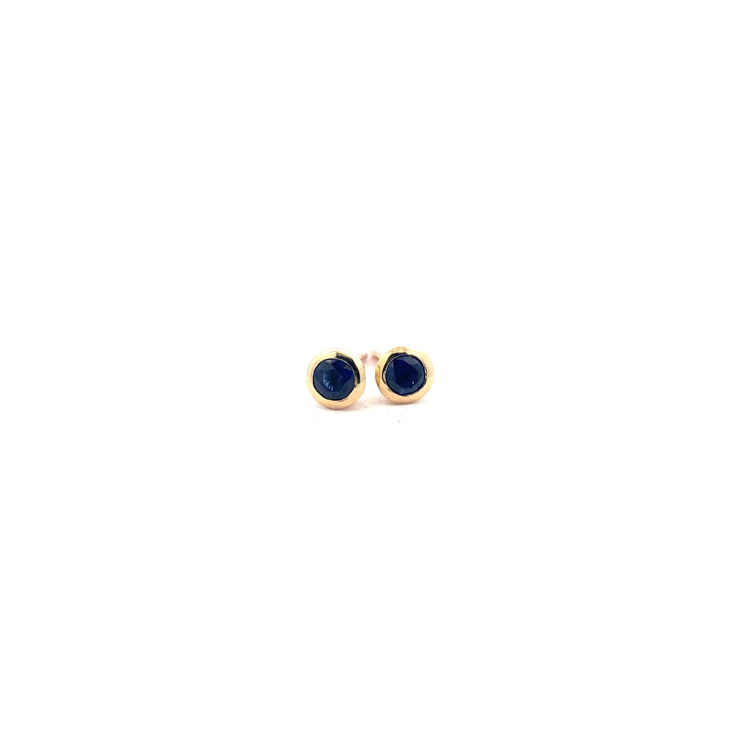Blue Round Cut Larger Sapphire Stud Earrings