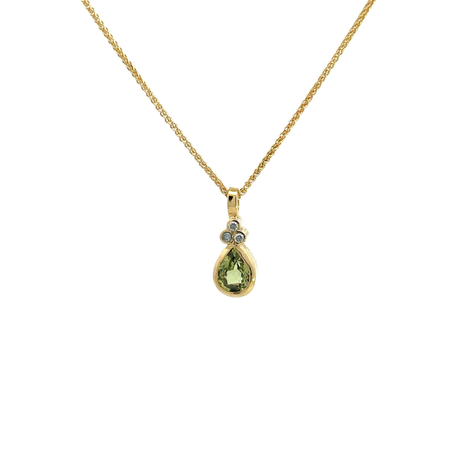 Green Sapphire and Diamond Pendant Necklace