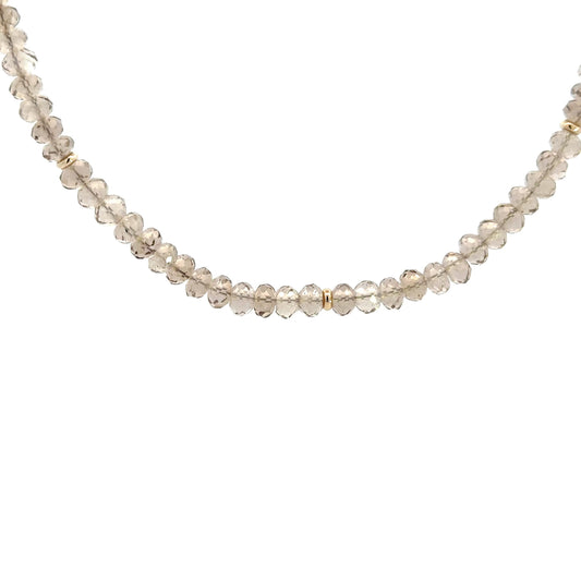 Smokey Quartz and Gold Beaded Necklace