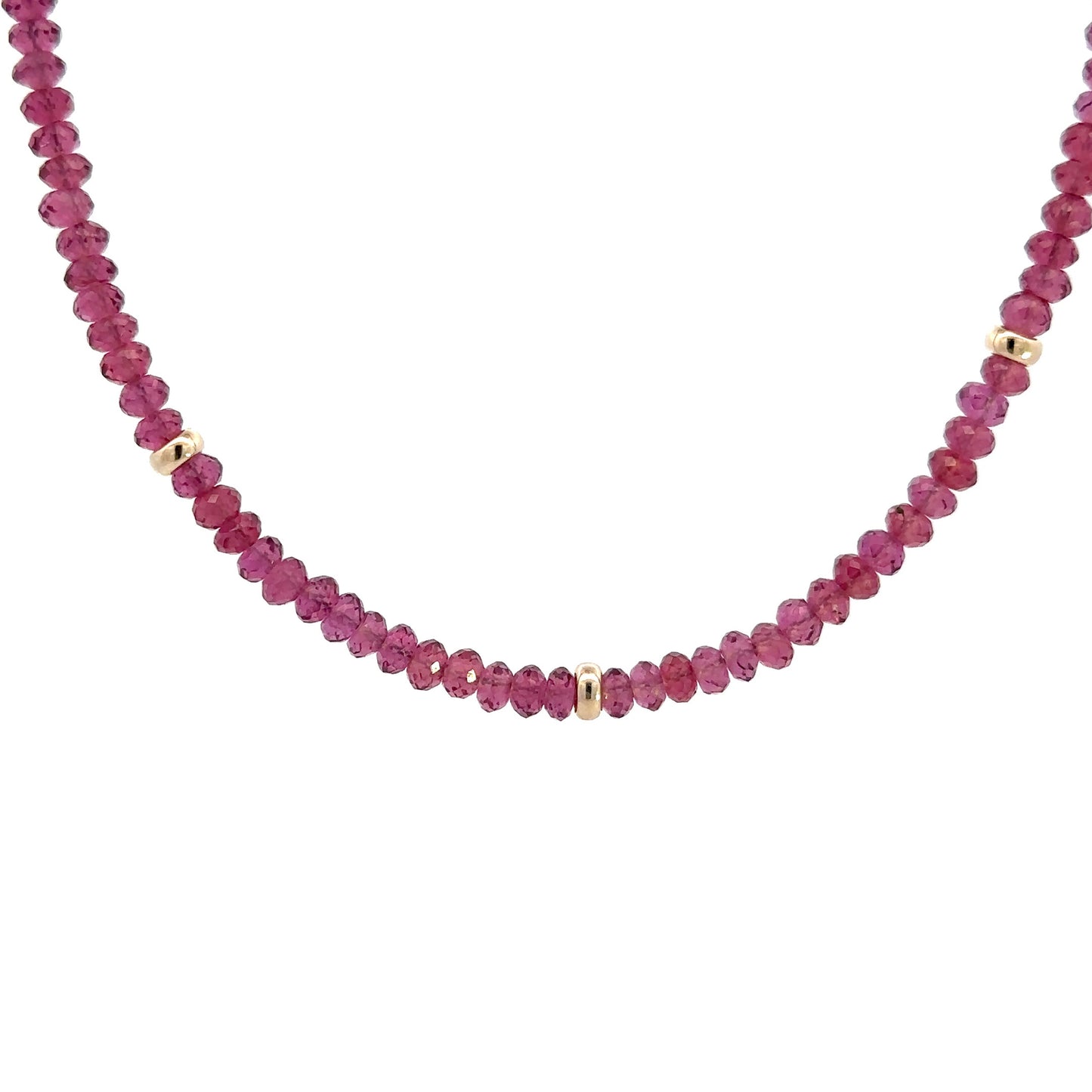 Bright Garnet and Gold Beaded Necklace