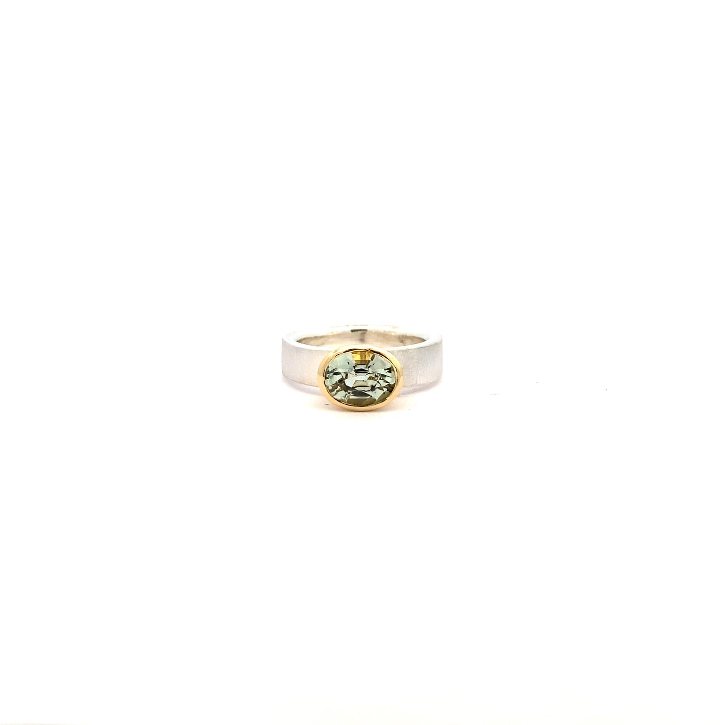 Oval Cut Pale Green Beryl Ring