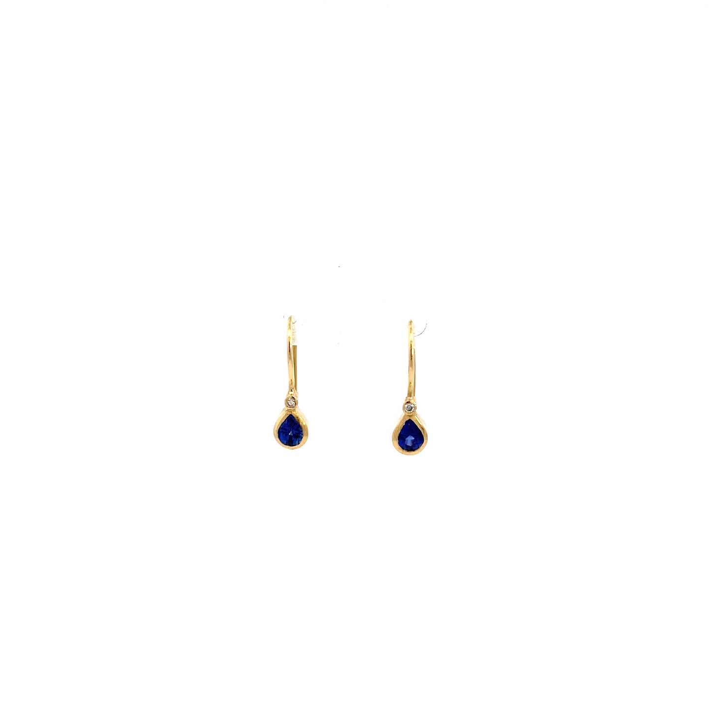 Blue Sapphire and Diamond Drop Earrings