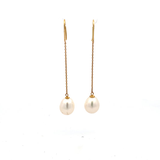 Pearl and Gold Dangle Earrings