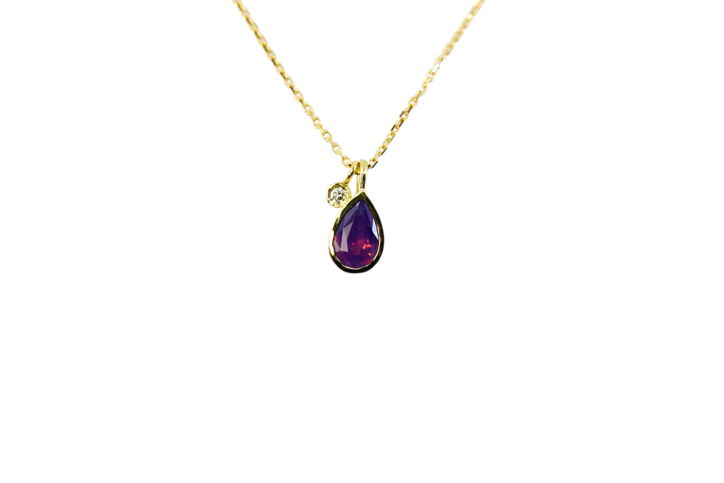 Purple Unicorn Sapphire and Diamond Charm Necklace
