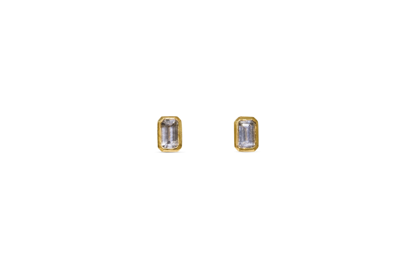 Emerald Cut Blue Sapphire Studs