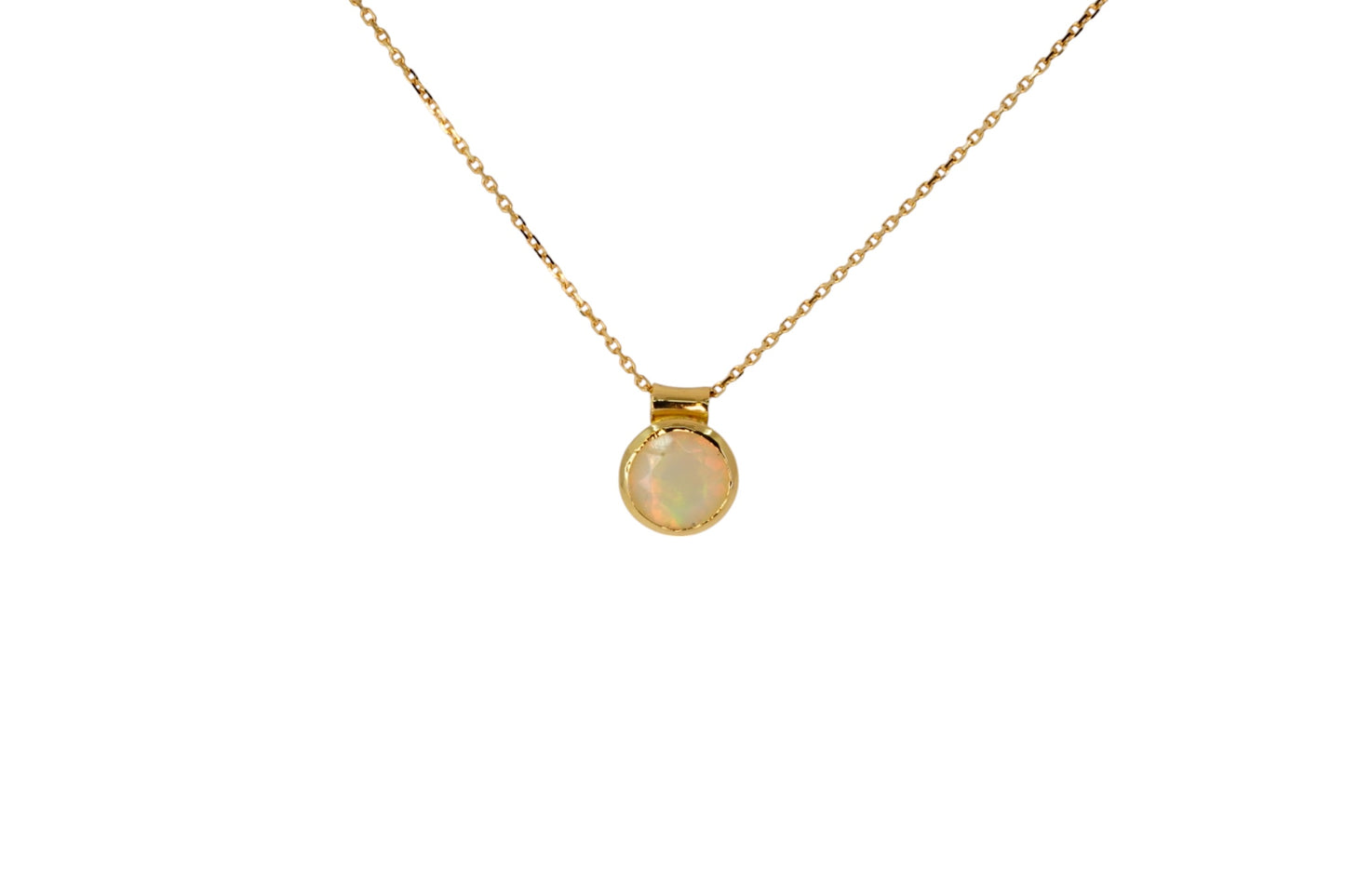 Round Faceted Opal Pendant