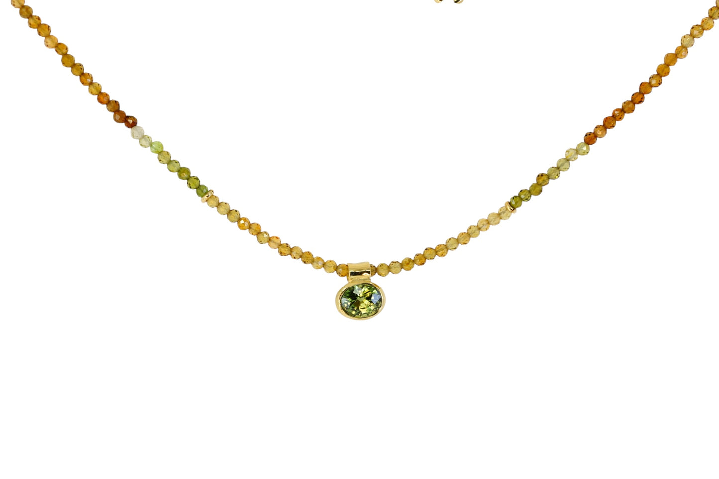Green Sapphire with Earthy Tourmaline Bead Necklace