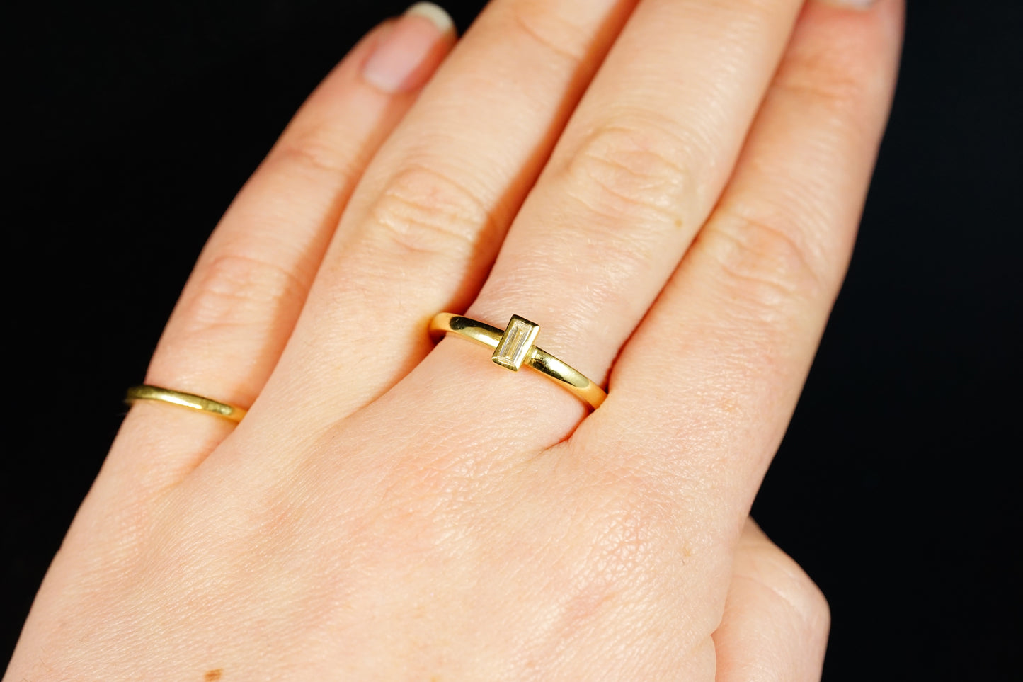 Baguette Cut Diamond and Gold Ring