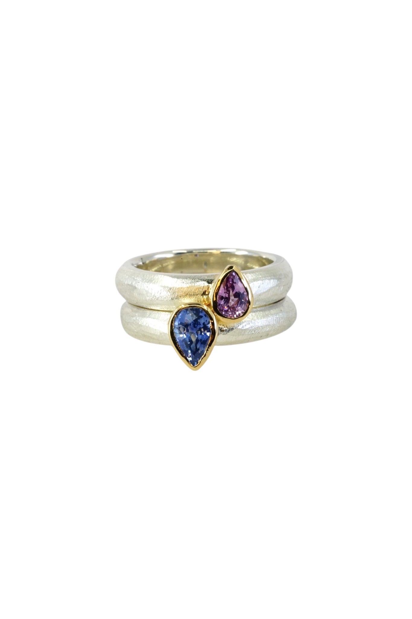 Pear Cut Blue Sapphire Ring with Fat Band