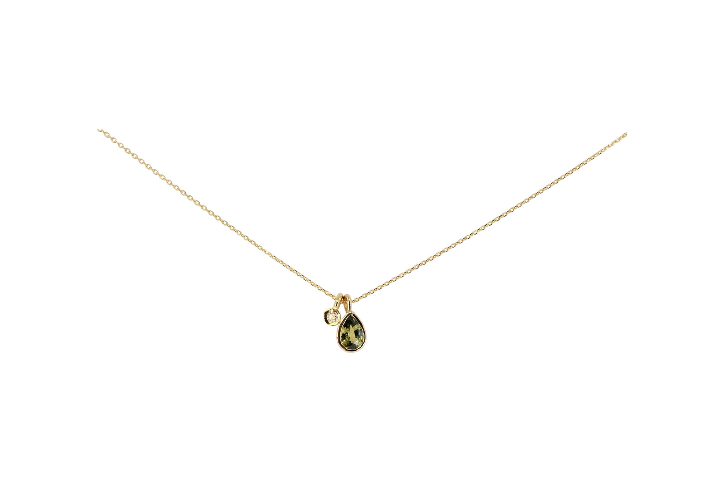 Green Sapphire 9ct Gold Charm Pendant