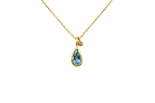 Aquamarine and Diamond Pendant Necklace