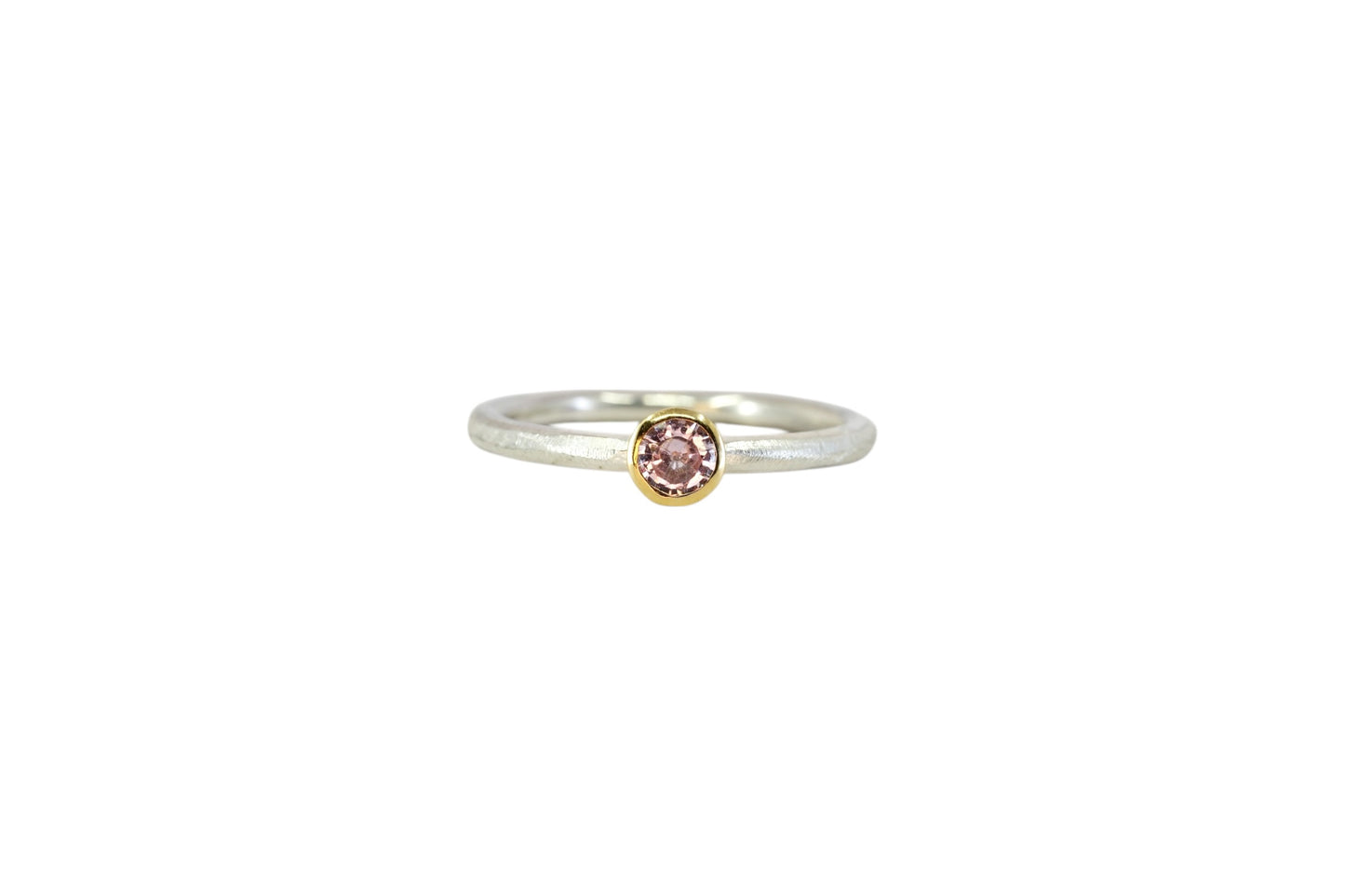 Pale Pink Sapphire on a Rough Finished Stacking Ring