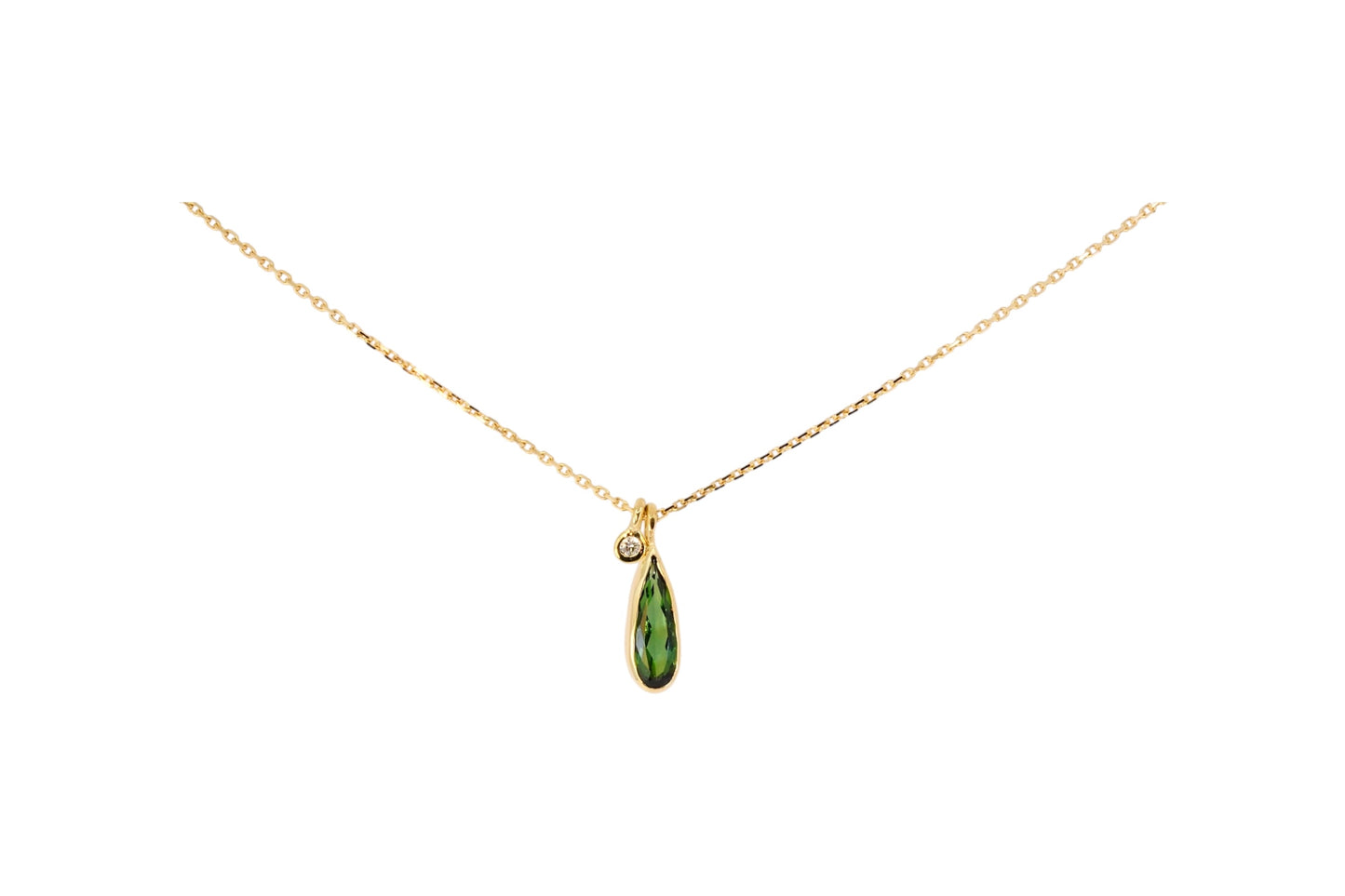 Green Tourmaline 18ct Gold Charm Pendant