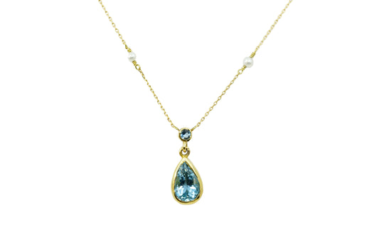 Aquamarine and Pearl Necklace