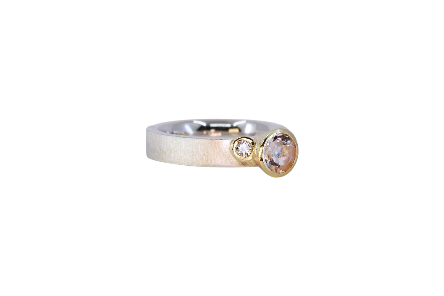 Round Morganite Assymetric Ring