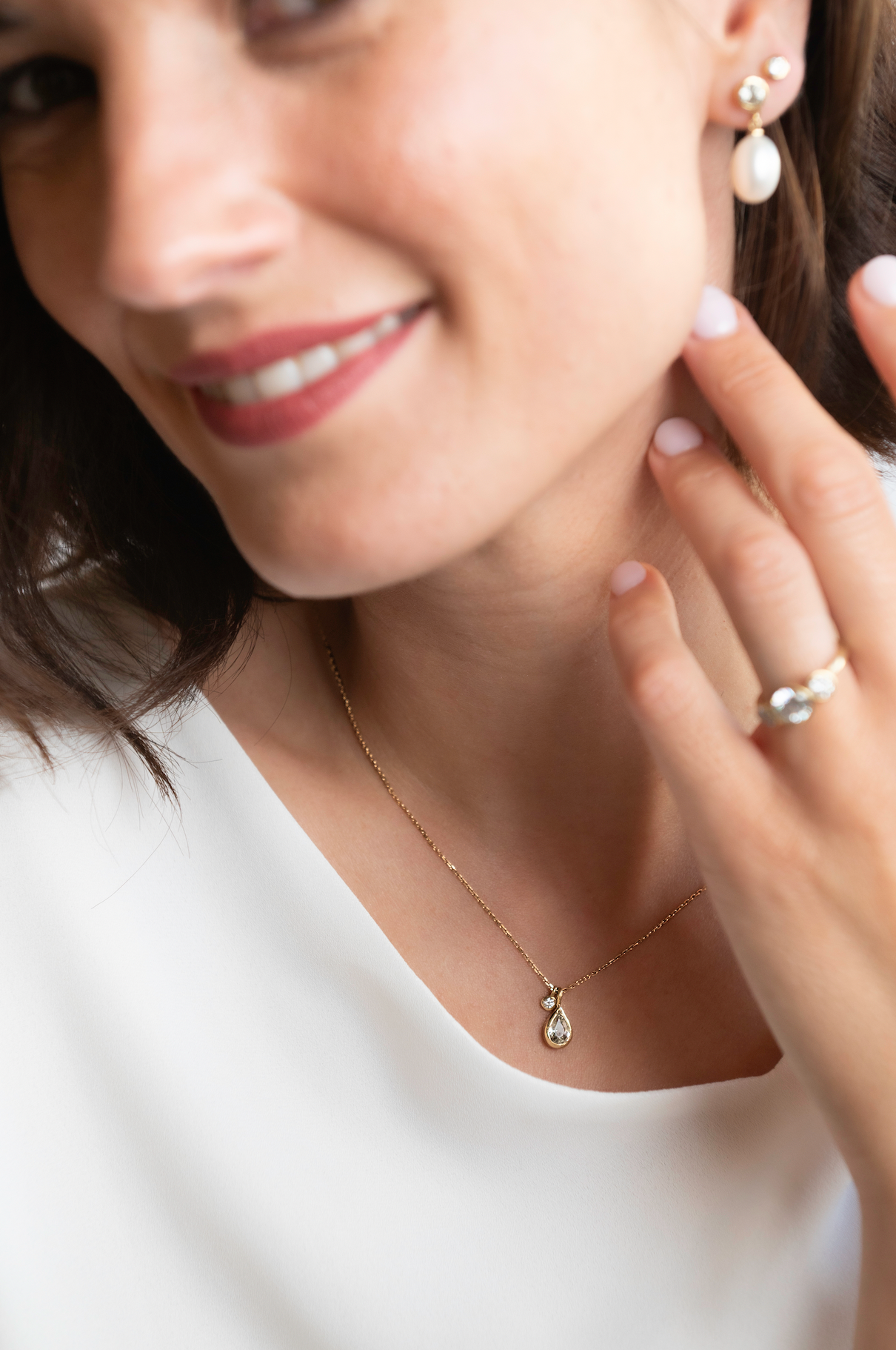 Pale Pink Sapphire and Diamond Charm Necklace