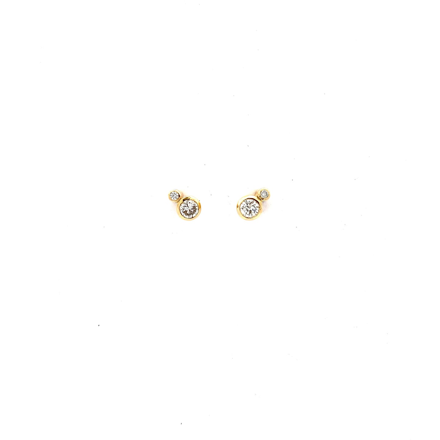 Asymmetric Round Cut Diamond Stud Earrings