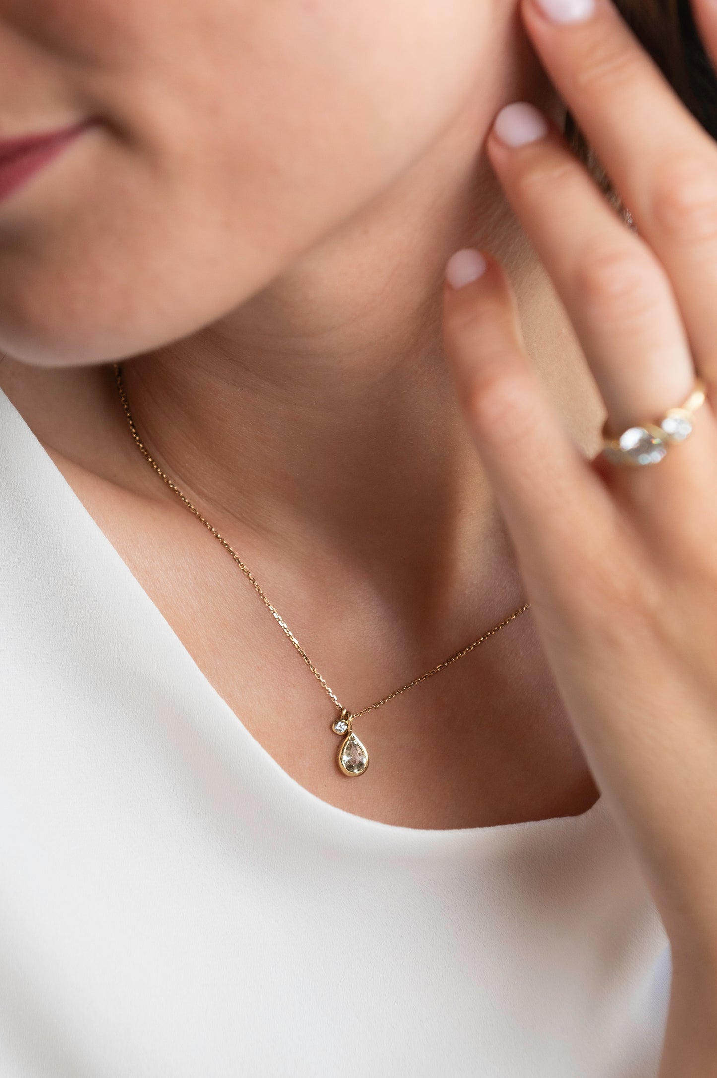Champagne Sapphire and Diamond Charm Necklace