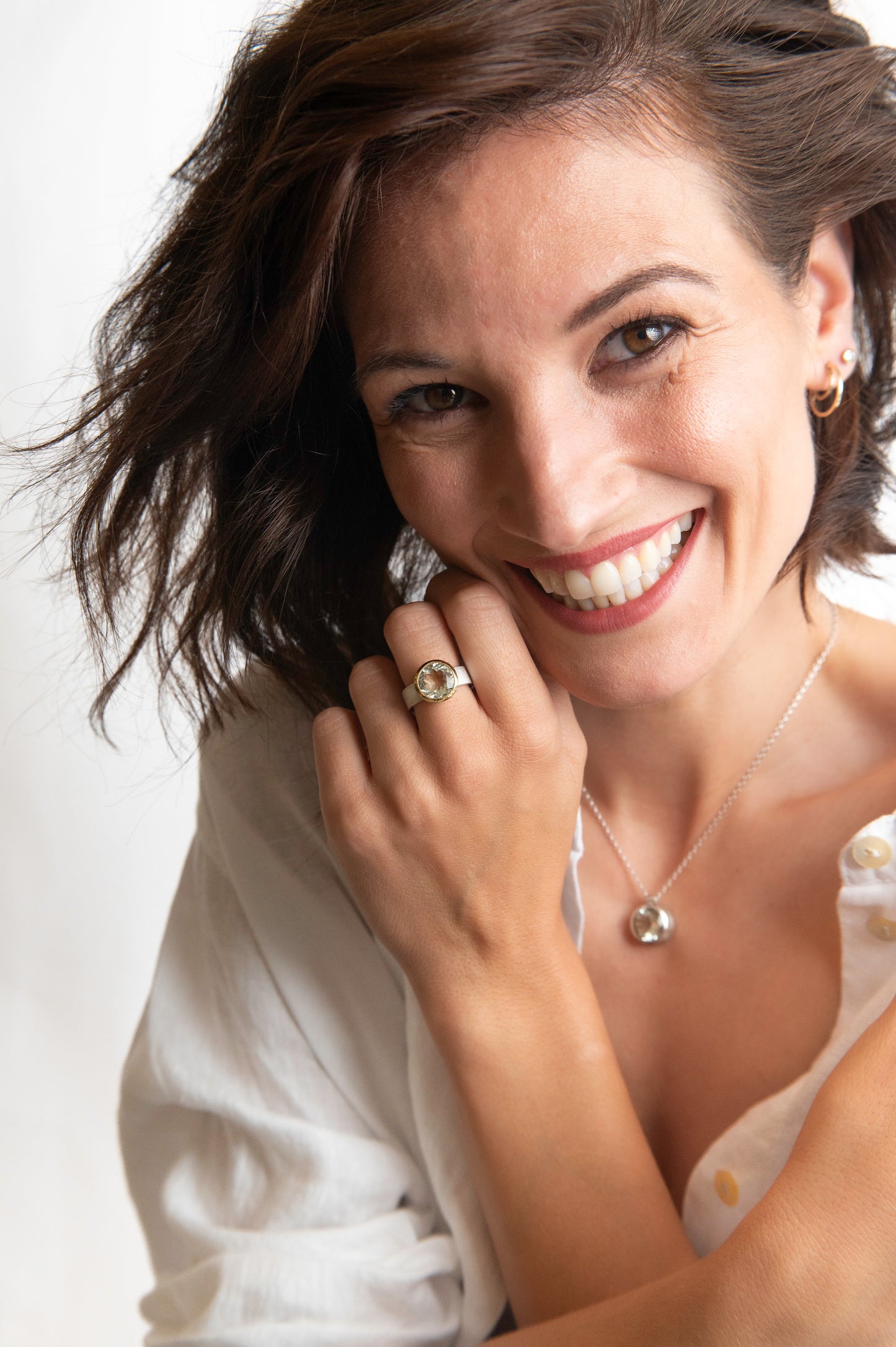 The Brigitte Ring - Green Quartz | Sky Blue Topaz | Rose Quartz