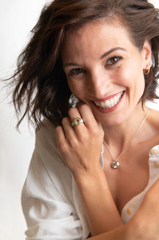 The Brigitte Ring - Green Quartz | Sky Blue Topaz | Rose Quartz