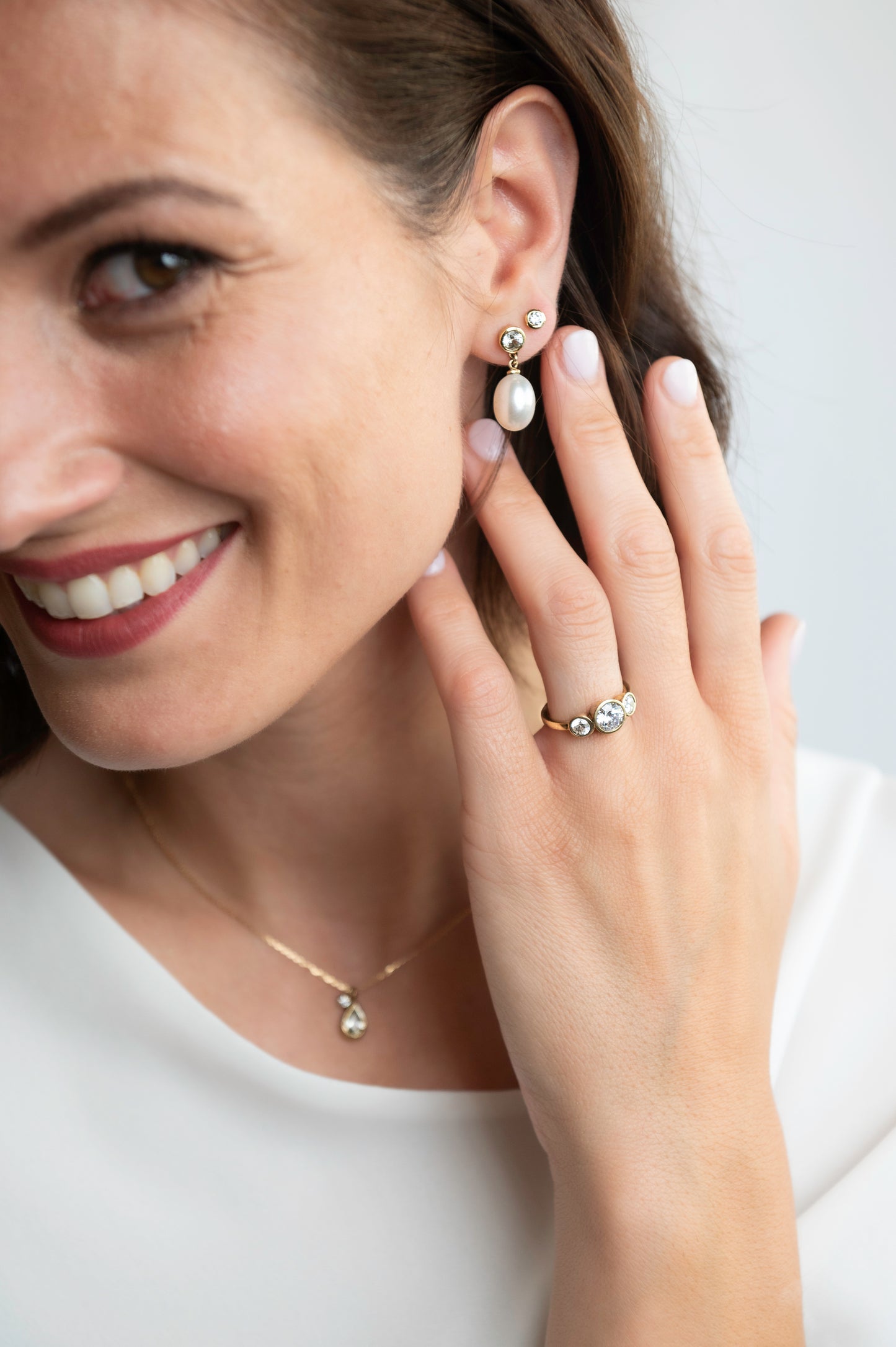 Champagne Sapphire and Pearl Drops