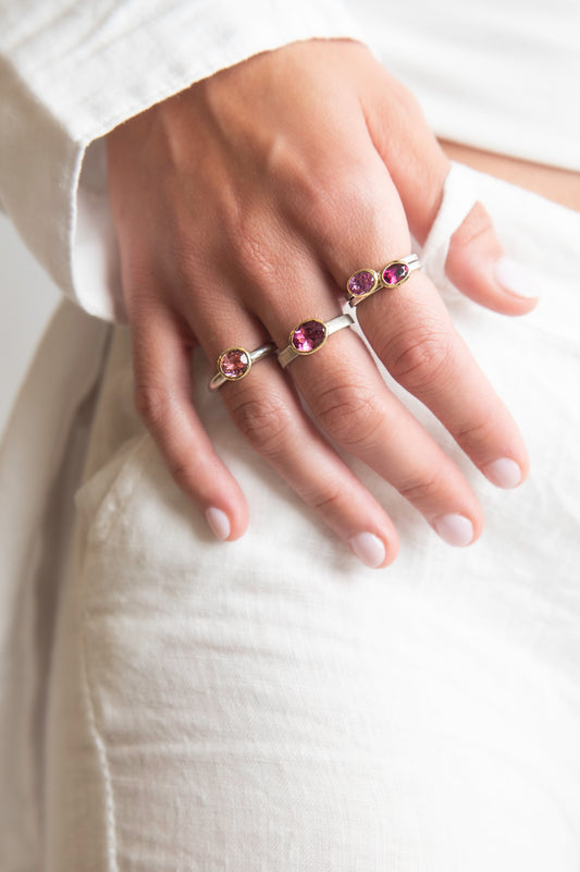 Pink Tourmaline on a Halo Band