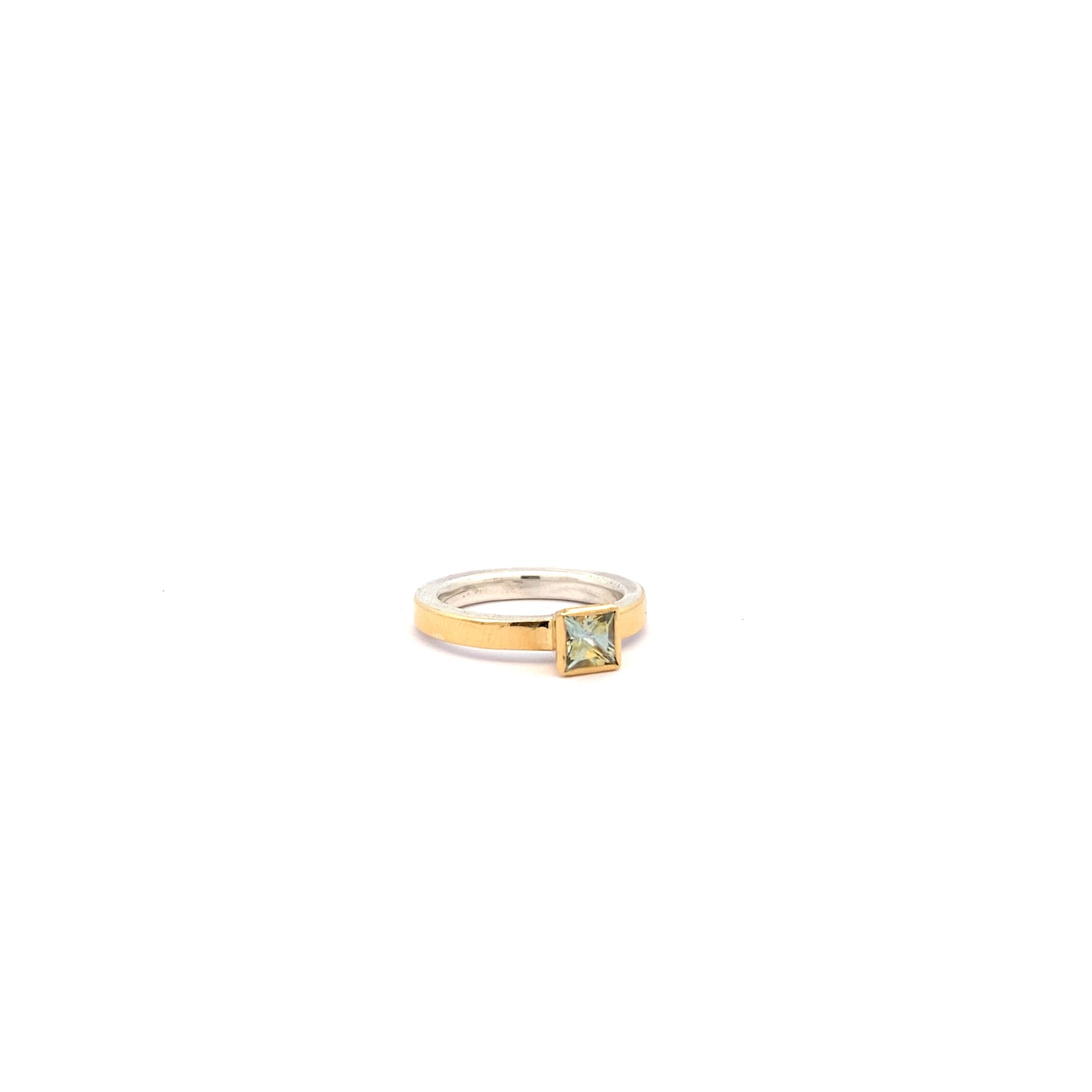 Princess Cut Pale Green Sapphire Ring
