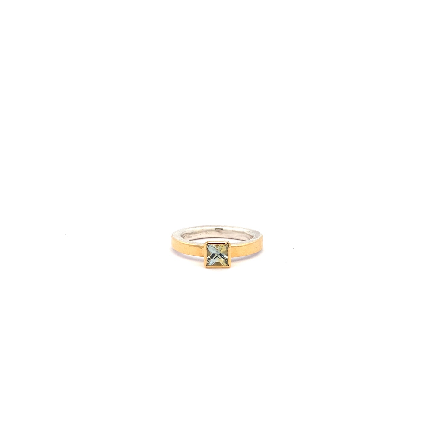 Princess Cut Pale Green Sapphire Ring
