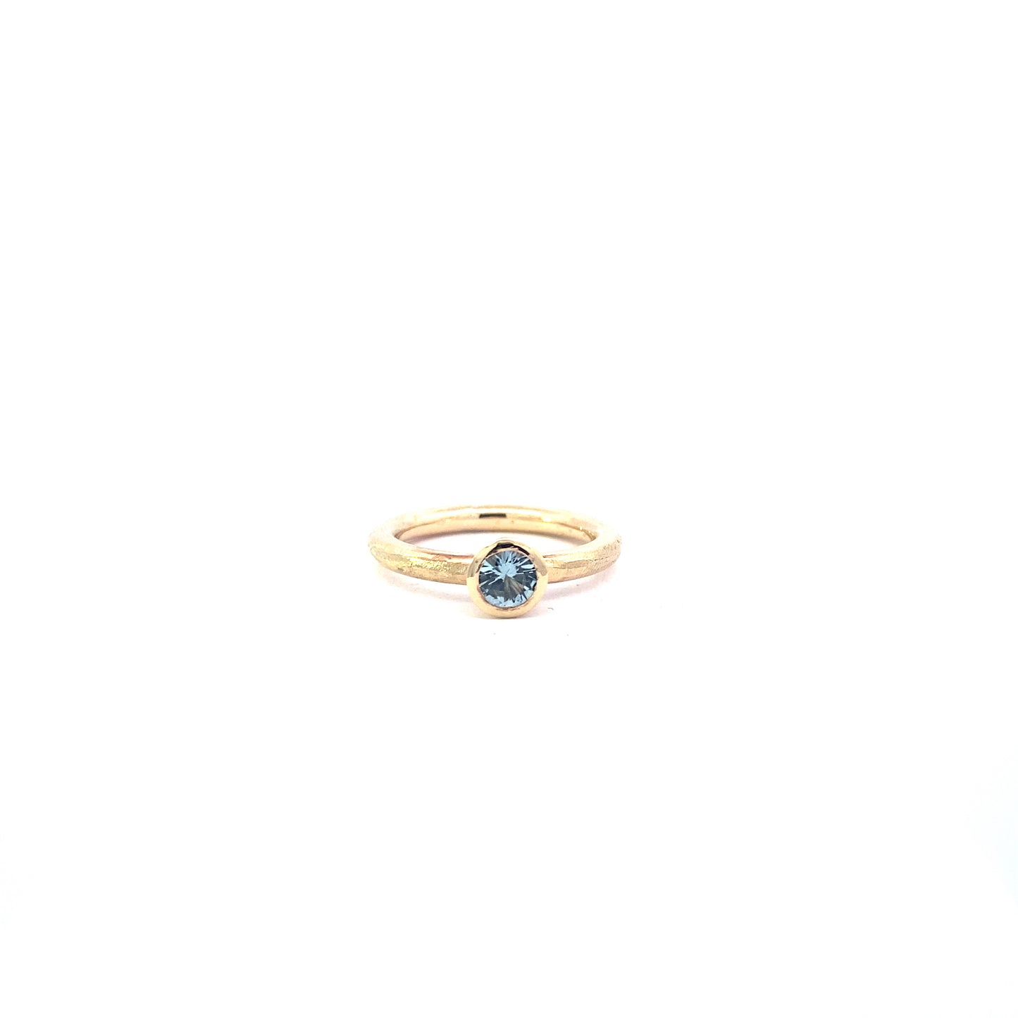 Pale Blue Sapphire Ring - Filed Halo Band