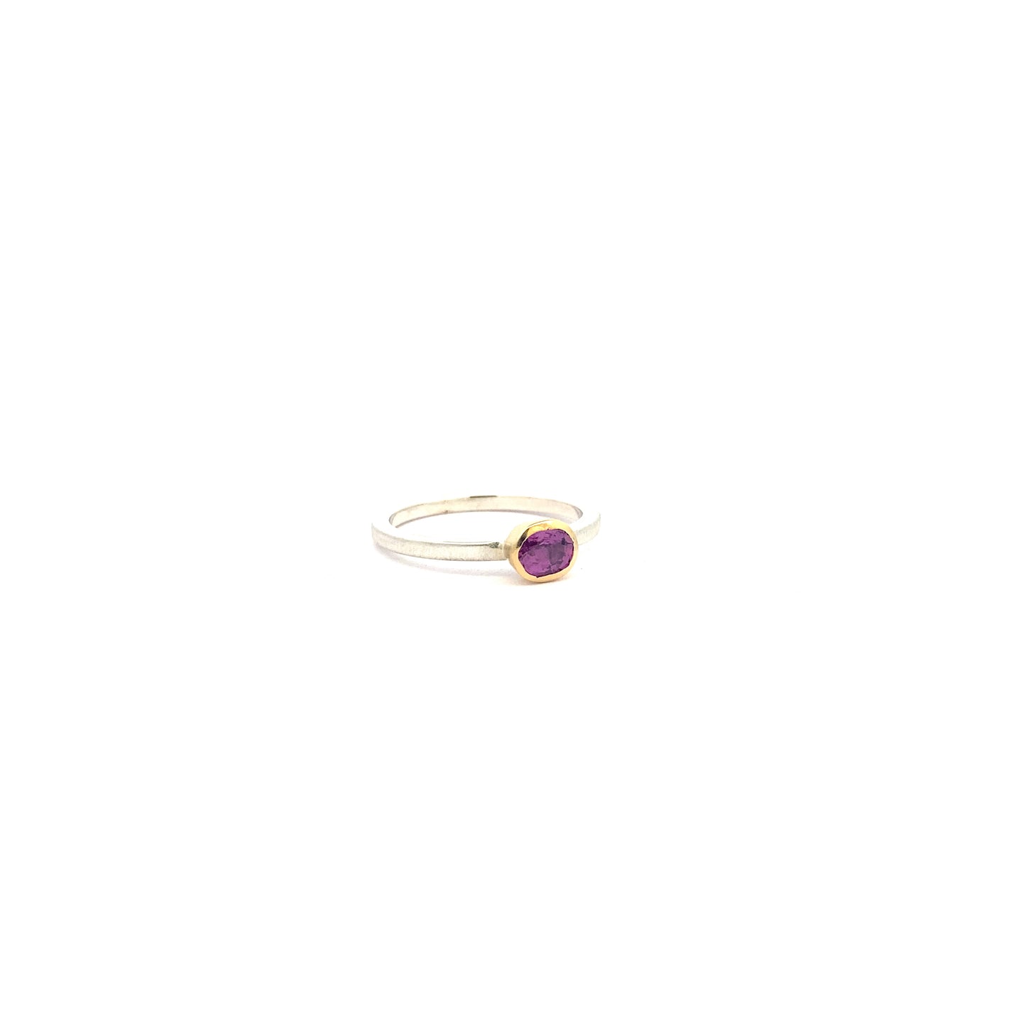 Deep Pink Sapphire Ring | Silver Band