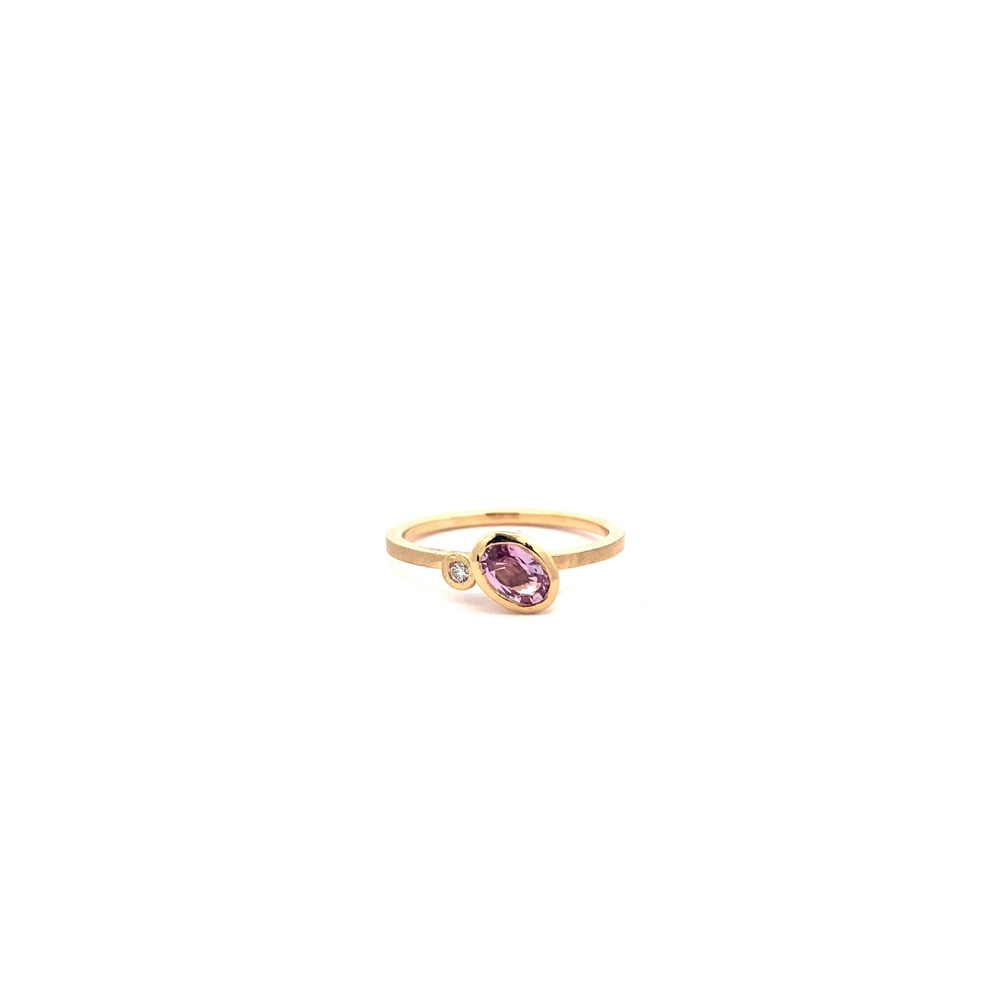 Pink Sapphire Asymmetric Ring with Diamond