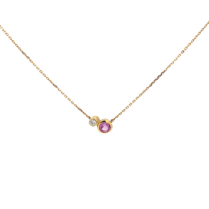 Pink Sapphire and Diamond Asymmetric Necklace