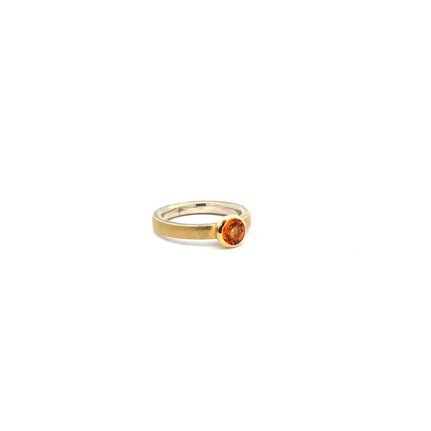 Dark Orange Sapphire Ring with 18ct Gold Overlay