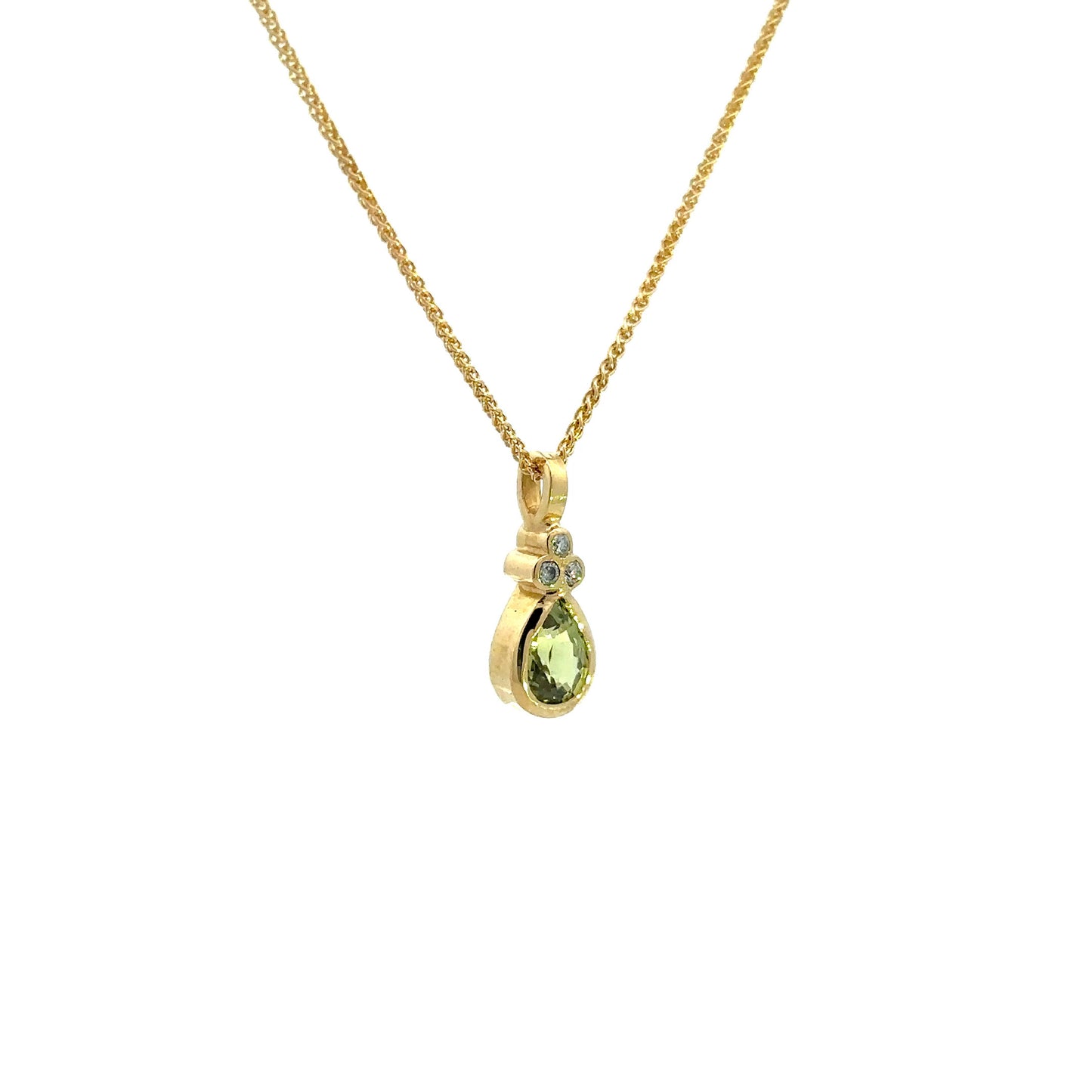 Green Sapphire and Diamond Pendant Necklace