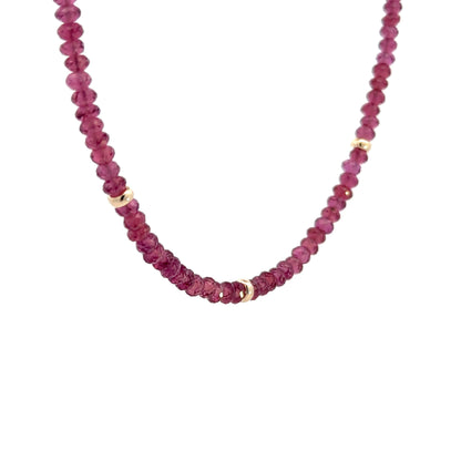 Bright Garnet and Gold Beaded Necklace