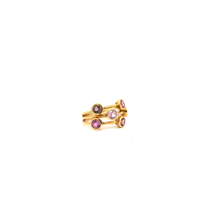 Pink Sapphire and Gold Jazz Ring