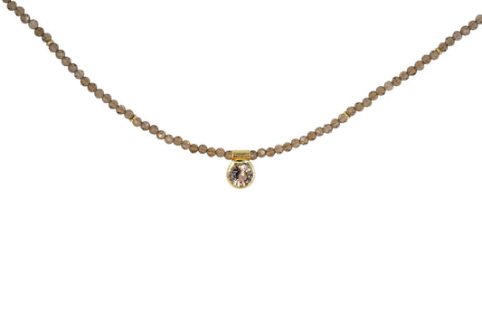 Brown Sapphire & Smoky Topaz Bead Necklace